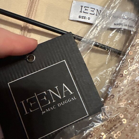 Ienna For Mac Duggal Sequin Long Sleeve High-Low Cocktail Dress Size 0 Gold - Picture 5 of 14